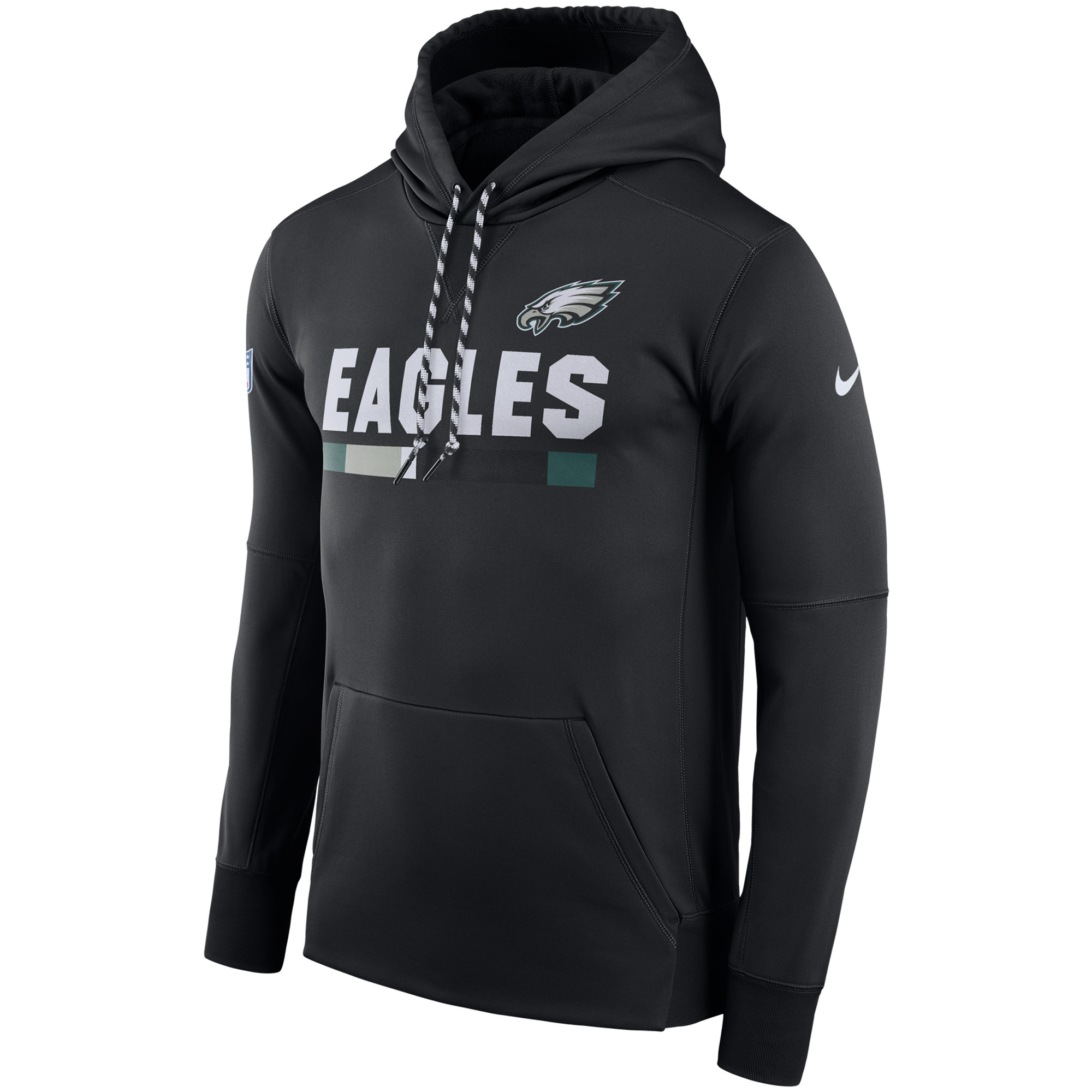 NFL Men Philadelphia Eagles Nike Black Sideline ThermaFit Performance PO Hoodie